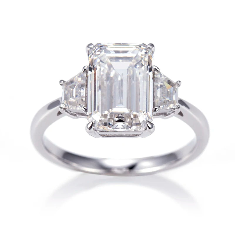 Messi Jewelry MSR-1306 14K 18K Gold Yellow Gold 5 Carat Emerald Cut Lab Grown Diamond Engagement Ring