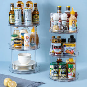 Multi Function Spice Rack Cabinet Organizer Rotating Spinning Turntable Spice Rack Carousel Shelf