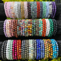 In Stock Natural Gemstone Healing Crystal 8mm Round Beads Elastic Adjustable Bracelet for Women Men Yoga Bangles