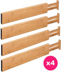 Bamboo Kitchen Drawer Dividers- Pack of 4 Expandable Drawer Organizers for Kitchen Bedroom Bathroom and Office