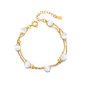 Office Lady Adjustable New Fashion Jewelry Two Double Layers Gold Copper Alloy Cat Eye Stone Beads Bracelets for Women