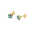 Jietao 925 Silver Jewelry Dainty Cubic Zirconia Turquoise Star Stud Earrings Cartilage Earlobe Crystal Flower CZ Stud Earrings