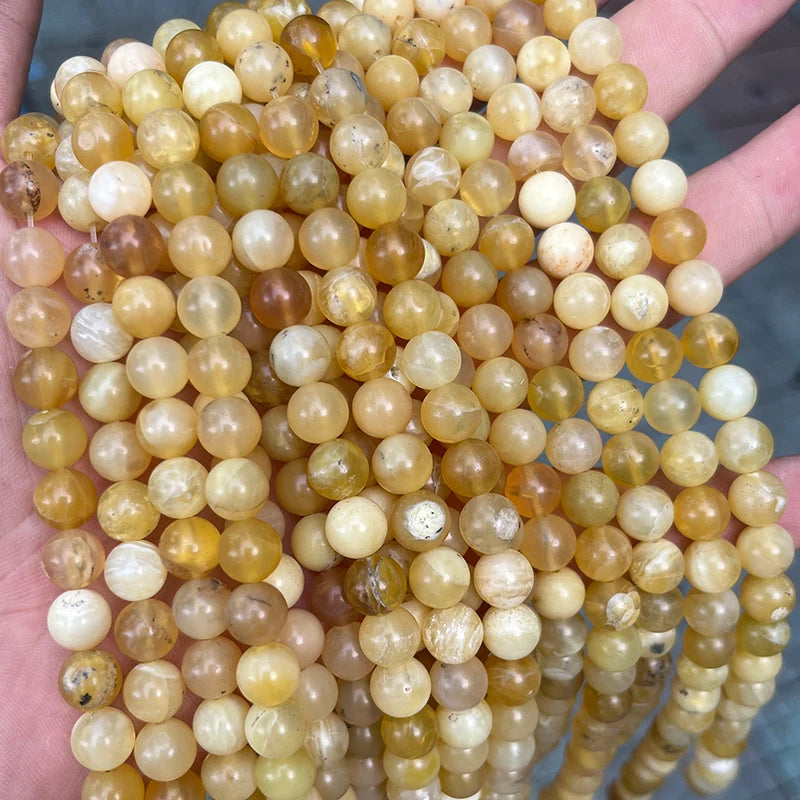Ready to Ship Polished Opalite Stone 6mm 8mm 10mm Round Loose Natural Gemstone Beads Yellow Opalite
