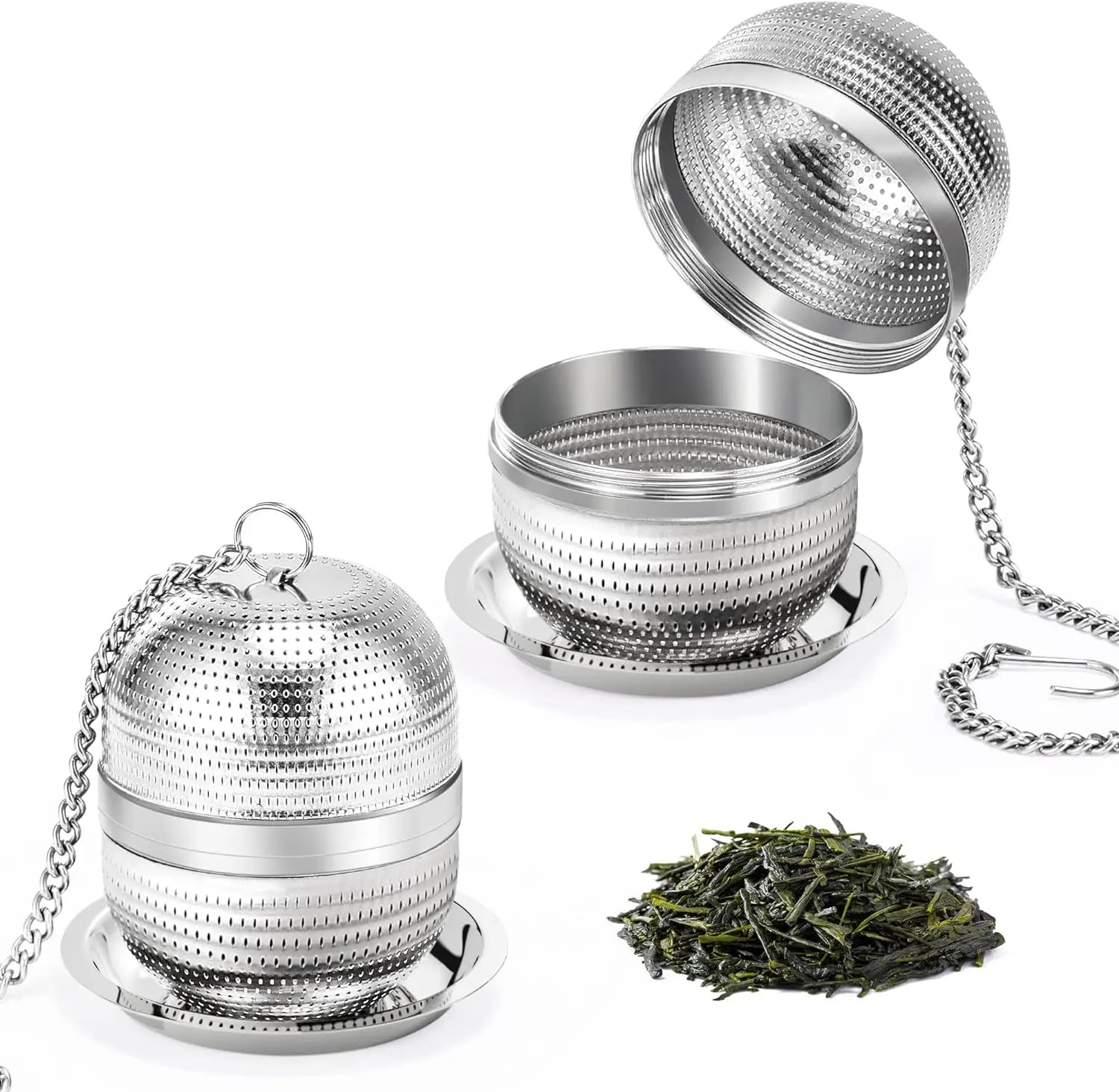 Modern Creative Reusable Silver Metal Tea Ball Infuser Skimmer Brewer with Polished Finish