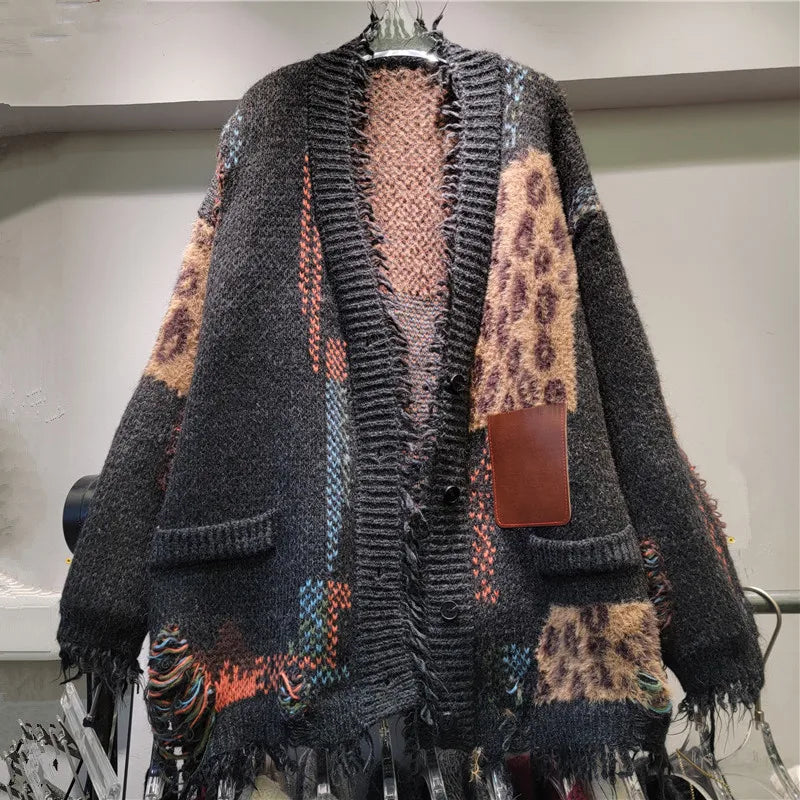 Boutique Wholesale 2026 Autumn New Fashionable Knitted Cardigan Loose Casual Women's Sweater