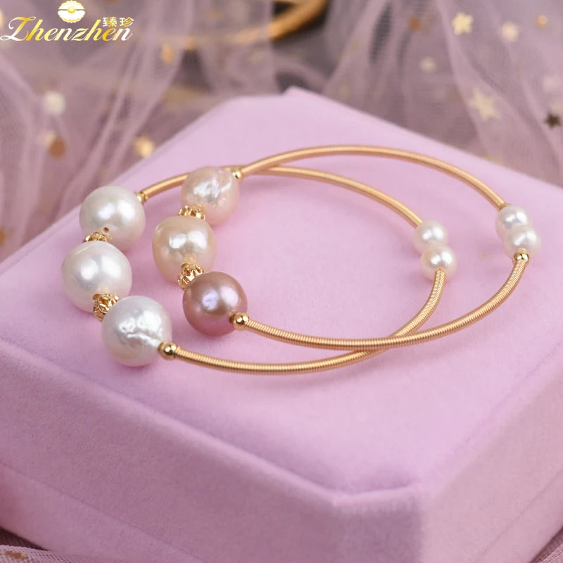 14k Gold Jewelry Freshwater Pearl Bracelet Adjustable Simple Bracelet Baroque Pearl Bracelet Adjustable
