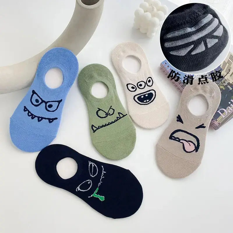 Wholesale Bulk Cool Novelty Monster Mood Invisible Socks Summer Funny Cotton No Show Socks for Women