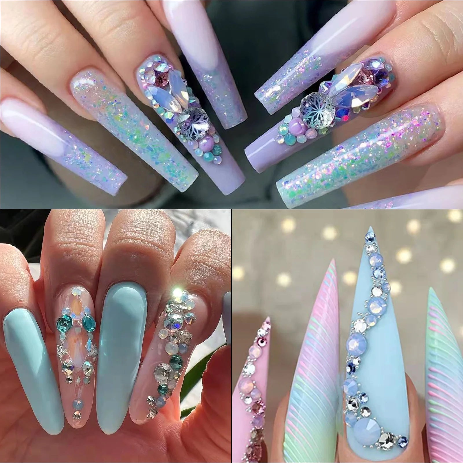 Yantuo Round Crystal Stone Glass Rhinestone Blue Opal Flat Back Non Hotfix Rhinestone for Nail Art Garment Making