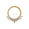 Pure Gold Jewelry AU585 14k Solid Yellow Gold Hoop Nose Rings Zircon Body Jewelry Wholesale Hot Selling