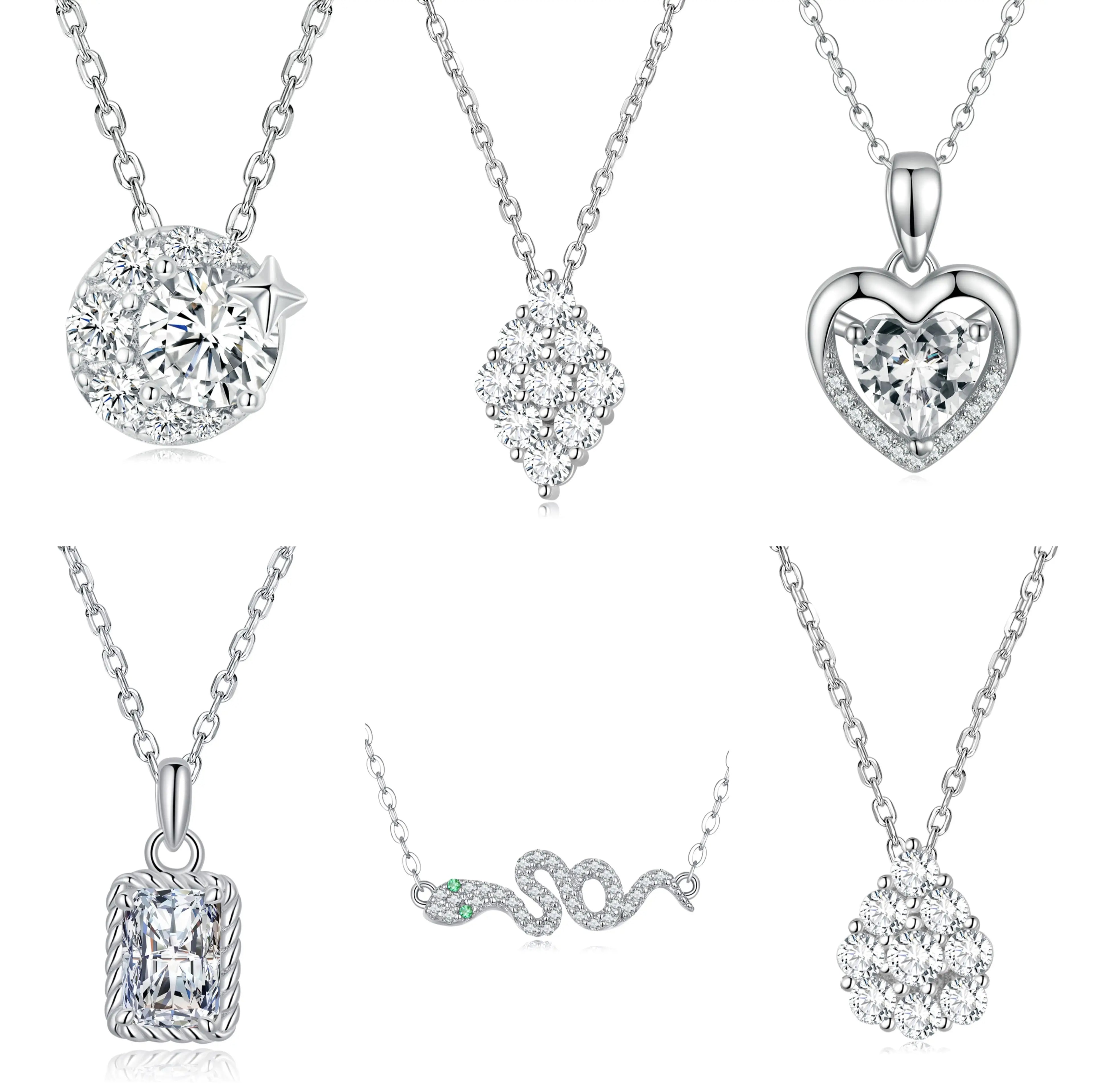 Jiangyuan S925 Sterling Silver Jewelry Heart Chain Necklace Snack Cross Infinite Symbol Custom Jewelry Necklace