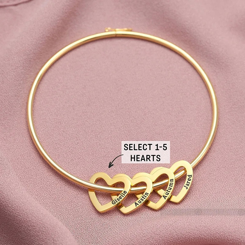 Fashion Stacked Diy Multi Hollow Heart Shaped Charm Bracelet Non Fading Stainless Steel Carved Women Bracelet for Jewelry Gifts