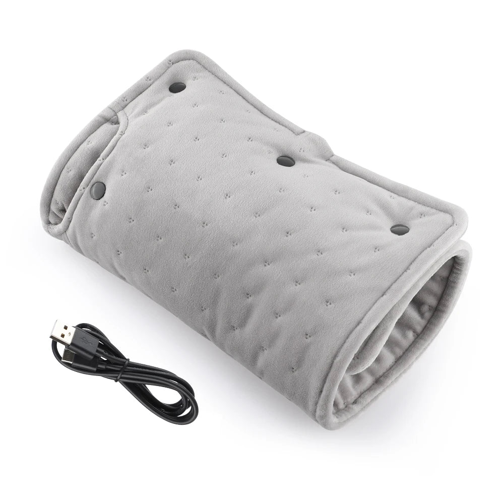 USB Plug-in Double-Sided Heated Gloves Super Soft Faux Fur Hand Warmer Electric Muff for Soothing Cold Hand