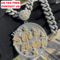 Fashion Letter SELFMADE Hip Hop Jewelry Iced Out Hip Hop Pendant Charms for Men Personality Exaggerated Large Round Necklace