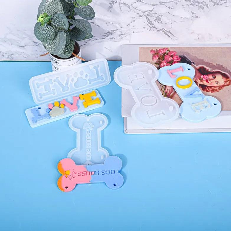 C-0549 DIY Silicone Bone Tag Mold Dog Bone Letter Mold for Resin Craft