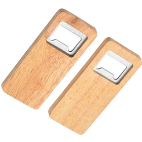 HXY Custom Stainless Steel & Wood Square Bottle Opener with Foil Cutter Heavy Duty Kitchen Tool Gift