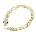 Hiphop Crystal Snake Magnetic Snap Statement Necklace for Women Vintage Cuba Chain Necklace Jewelry
