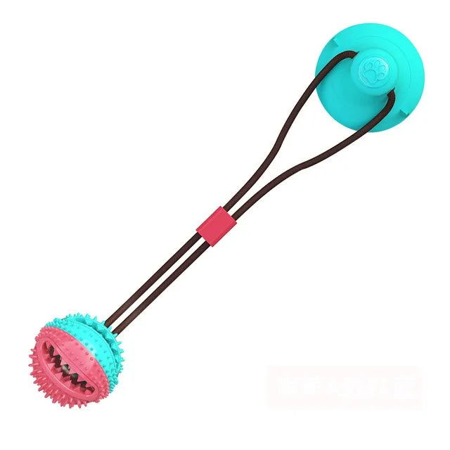 Interactive Fun Pet Molar Chew Bite Ball Toy with Durable Rope and Suction Cup Dog Tooth Cleaning Tool Dog Toy