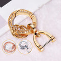 Metal Gold Rhinestone Car Key Ring with Open Key Chain Fashion Decorate Spring Crystal Key Buckle