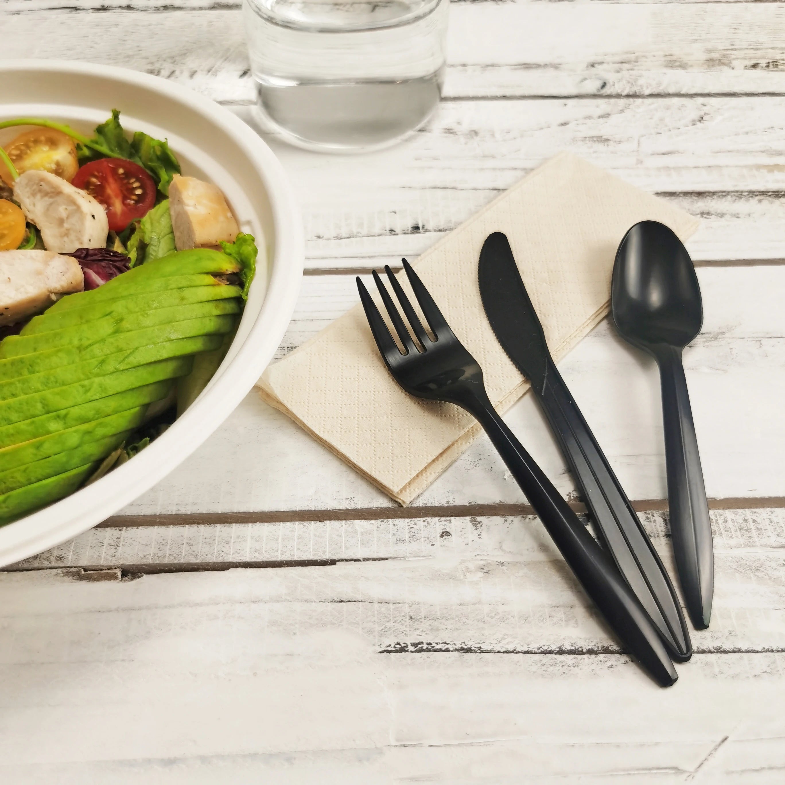 Gianty Nature BPI Eco-Friendly and Biodegradable Cornstarch Disposable Fork Spoon Set Individually Wrapped Cutlery for Parties