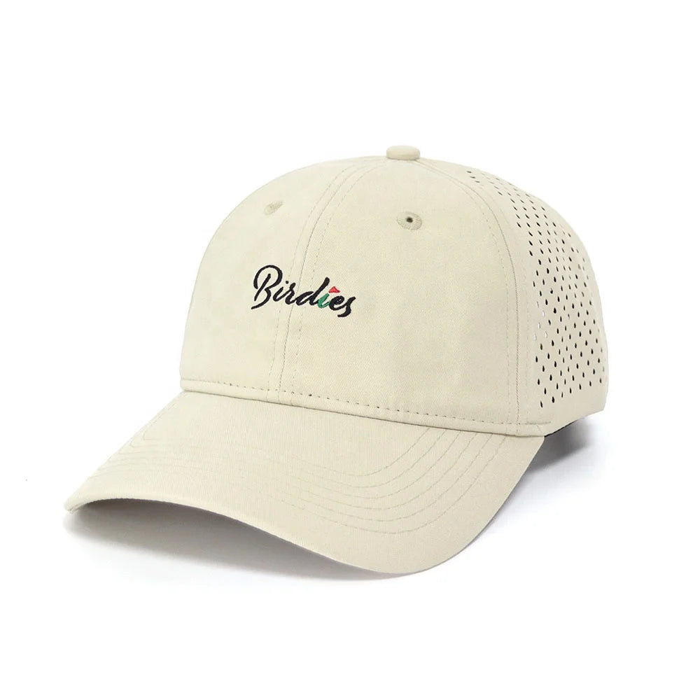 Mid Profile Letter logo Design Laser Perforated Outdoor Light Weight Quick-dry 6 Panel European Luxury Golf Baseball Caps Hats