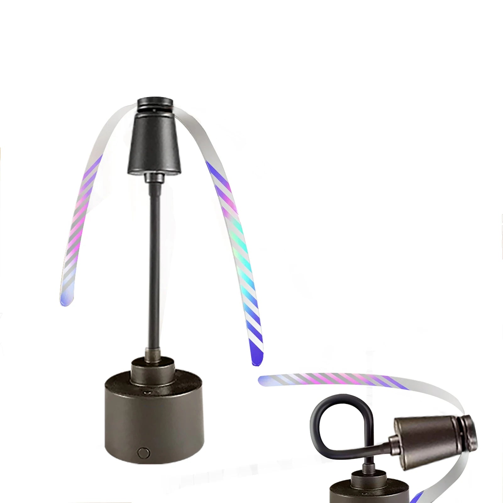 2 Pack Fly Fan With LED Light for Table Food Indoor Outside Portable Picnic Fan Batteries Powered Table Restaurant Party Home