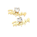 Personalized Custom Name Stainless Steel Stud Earring Heart Zircon Gold Plated Women's Birthday Gift Trendy Wedding Party