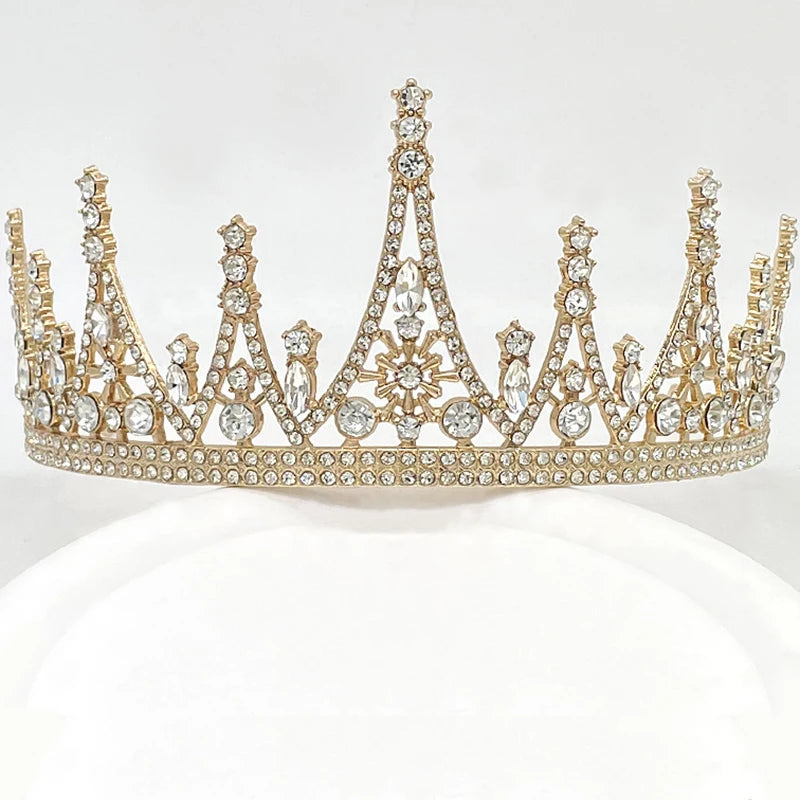 Pageant Tiaras Para Noivas Couronne 15.5cm Fashion Wedding Tiara Bridal Crowns for Queen Alloy Crystal Crown for Embellishments