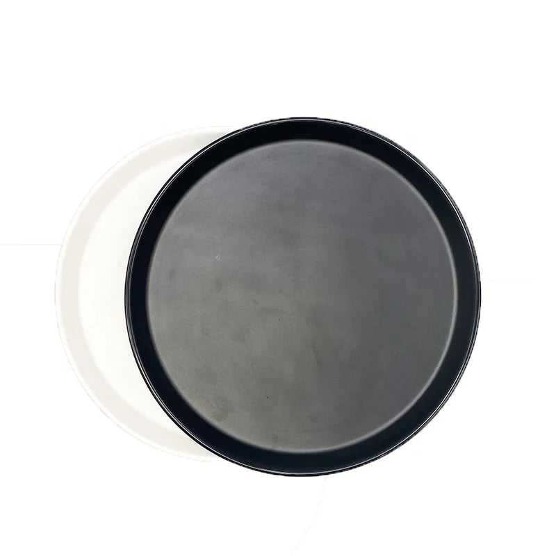 Vintage custom design 100%melamine round black and white dinner plate