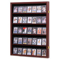Modern 35 Graded Baseball Card Display Case Mahogany Finish Wall Mount Cabinet for Trading Sports Cards Collection