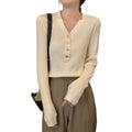 Spring French Slim-Fit Sweater Sweater Top Korean Style Long Sleeve Jersey Cotton T-Shirt for Women