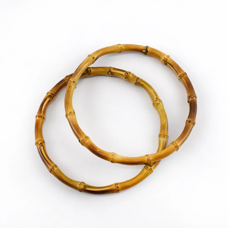 Meetee BF060 13cm Round Bamboo Handle Plastic O Ring Bag Handles Handmade Circle for Women Handbags Strap Replacement Accessory