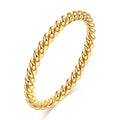 Dropshipping Stocks Selling Fashion Design Rope Ring Jewelry Stainless Steel 18k Gold Plated Waterproof Twist Ring for Women