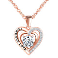 925 Sterling Silver CZ Heart Pendant Necklace Rhodium Plating for Engagement Weddings Parties Romantic Style Zircon Main Stone