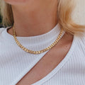 Fashion European Vintage Stainless Steel Clavicle Chain Choker 14K Gold Cuban Chain Necklace for Women Party
