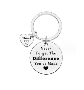 Never Forget the Difference Thank You Gift Keychain Appreciation Keychain Inspirational Coworker Leaving Gift