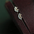 Ladies Daily Jewelry Fashion S925 Female Tiny Cz Moon Stud Earrings