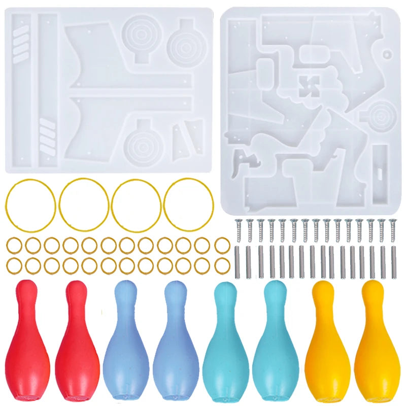 Silicone Mold DIY Children's Toy Game Ornament Bowling Ball Rubber Band Drop Glue Mold Rubber Model  Epoxy Resin Game Mold