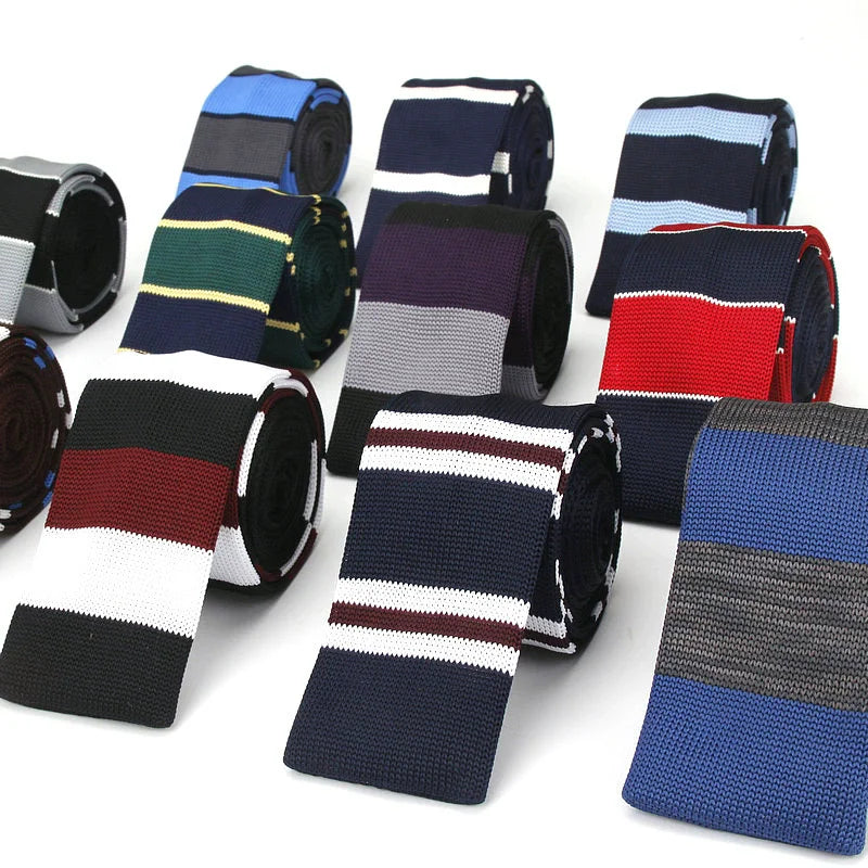 Men's Casual 6cm Knitted Striped Tie Polyester Accessory for Business and Banquets