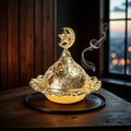 Cross-Border Golden/Sliver Hollow Metal Armour Censer Tower Brush Technique Middle East Arab Sandalwood Scented Wood Star Anise MegaBDM
