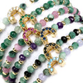 Semi Precious Green Stones Jewellery Colorful Zircon Inlaid Initial Bracelet Letters Made of Natural Stones