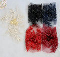 Handmade Beaded Sequins Lace Embroidery Flowers DIY Garment Accessories Applique 100% Polyester Mesh Fabric Wedding Dresses