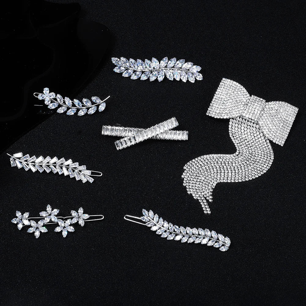 Wholesale Zircon Girl Hairpin Copper Jewelry Crystal Zircon Copper Hair Clip Hair Accessories for Girls Women