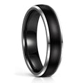 OAHLAN Fashion Jewelry 6/8mm Black Polished Silver Edge Domed Tungsten Carbide Rings for Men Women Wedding Engagement Couple