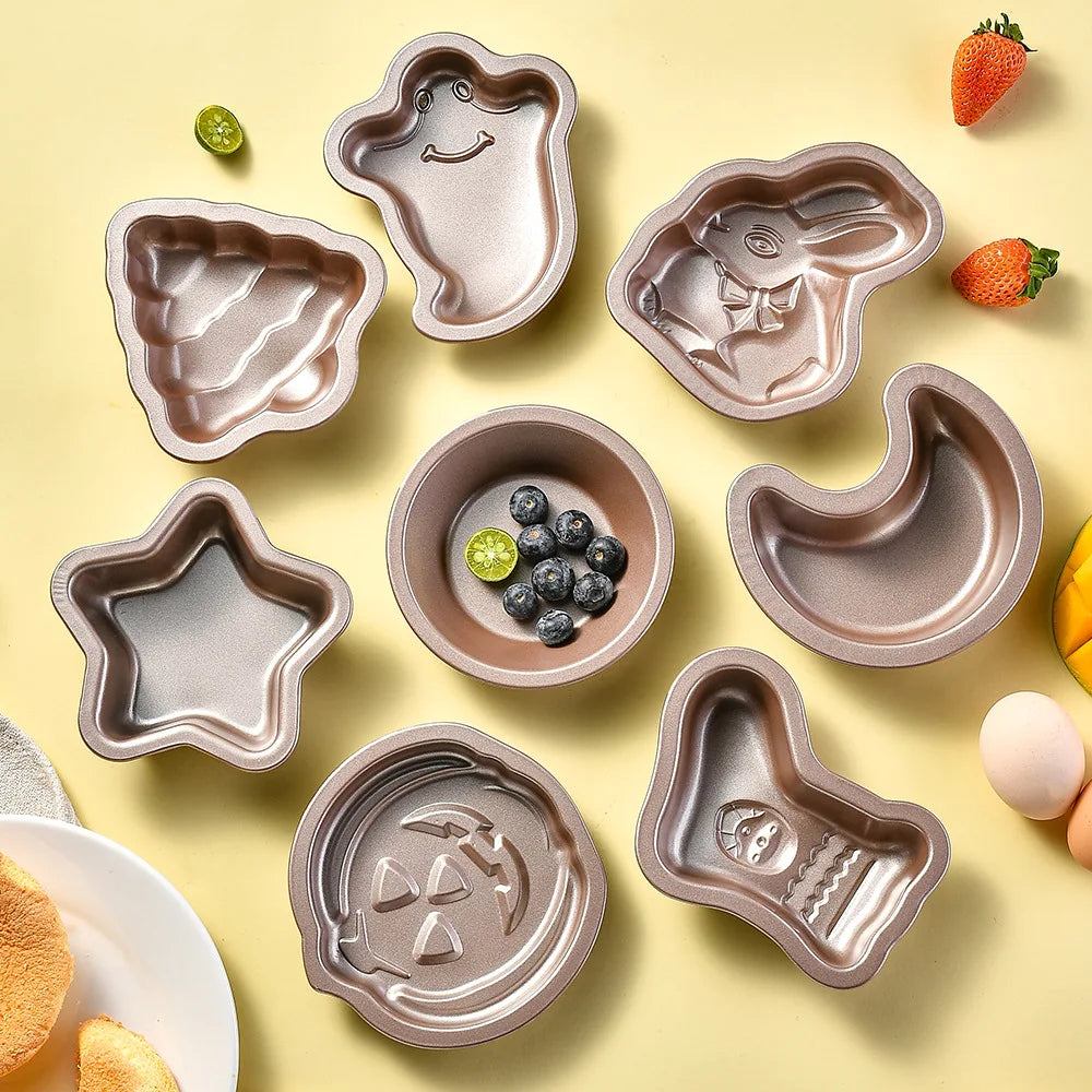 Thickened Stainless Steel Non-Stick Eco-Friendly Cartoon Shape Christmas Cake Mold Baking Pan for Home Use Cookie Cutter Tool