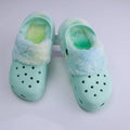 Women Fluffy Faux Fur Black Garden Women Fur Shoes