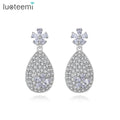 LUOTEEMI Fashion Earing Woman Zirconia Elegant Drop Flower Zircon Lady Cubic Vintage Cute Earring Charm
