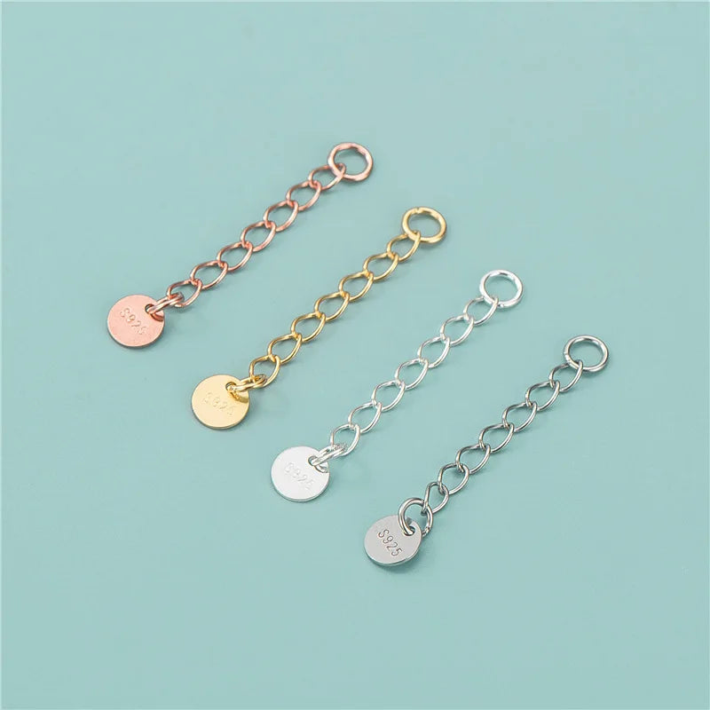 Fashion Round Disc Extension Chain 925 Silver Waterproof for Diy Accessories Jewelry