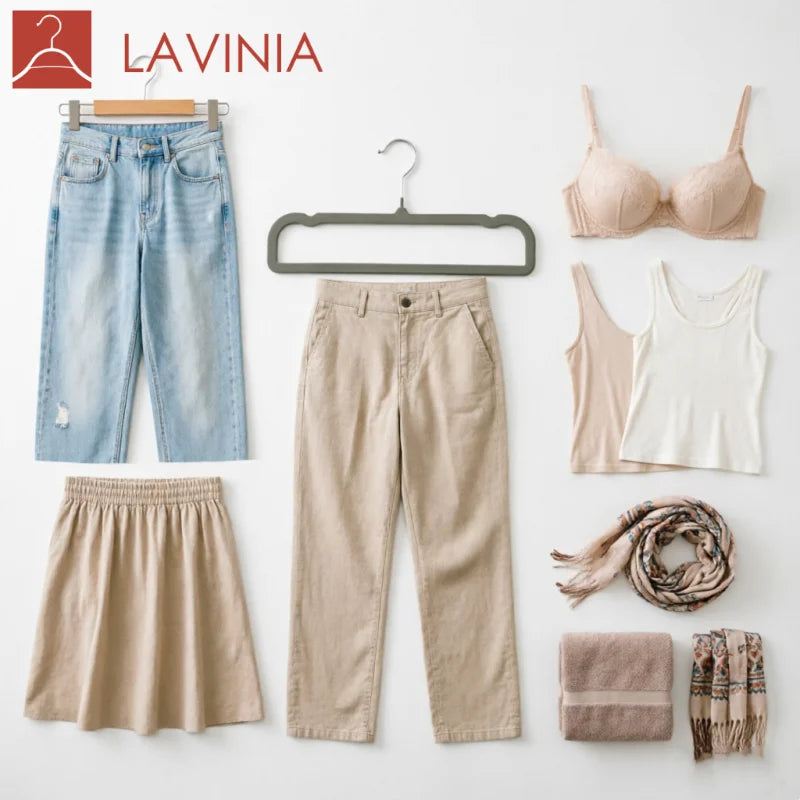 Lavinia Hanger  Wholesale Non slip Flocked Velvet Plastic Hanger Trouser Rack for Clothes Clothes Hanger Hanger Manufacturer