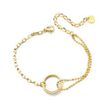 Fashion Stainless Steel Ip Plating Splicing Link Chain Beaded Chain 18k Gold Plated Single Circle Bracelet