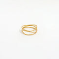 Tarnish Free High End 18K Gold Plated Three Layer Round Lines Cross Dainty Rings for Women Stainless Steel Jewelry